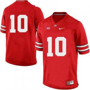 Men's NCAA Ohio State Buckeyes Only Number #10 College Stitched Authentic Nike Red Football Jersey VY20X17EW